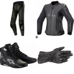 Комплект дамски кожен панталон ALPINESTARS Stella Missile V3 BLACK/BLACK - 4 части
