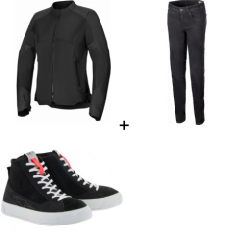 Комплект дамско лятно мото яке ALPINESTARS STELLA C-1 AIR BLACK - 3 части