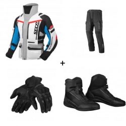 Комплект текстилно мото яке SECA ARRAKIS III GREY/BLUE/RED - 4 части