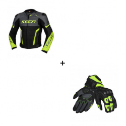 Комплект кожено мото яке SECA HOOLIGAN TITANIUM/FLUO YELLOW - 2 части Комплект кожено мото яке SECA HOOLIGAN TITANIUM/FLUO YELLOW - 2 части