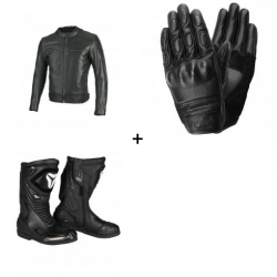 Комплект кожено яке SECA BONNEVILLE BLACK - 3 части