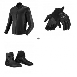Комплект кожено мото яке SECA WANTED II BLACK - 3 части