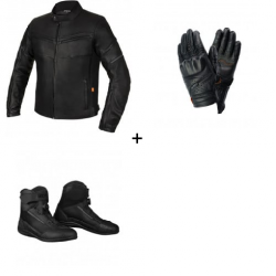 Комплект кожено мото яке SECA DARKSIDE TFL BLACK - 3 части