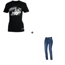 Комплект дамска мото тениска SECA GARAGE BLACK - 2 части