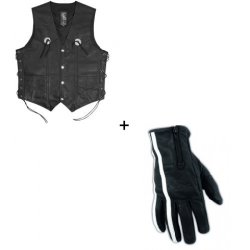 Комплект кожен мото елек A-PRO GAMBLER BLACK - 2 части Комплект кожен мото елек A-PRO GAMBLER BLACK - 2 части