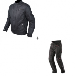 Комплект текстилно мото яке A-PRO PHASER BLACK - 2 части