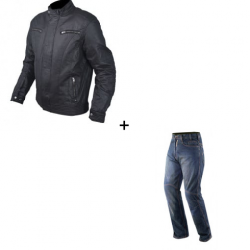 Комплект текстилно мото яке A-PRO PHASER BLACK - 2 части