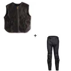 Комплект кожен мото елек A-PRO BLACK OUT - 2 части Комплект кожен мото елек A-PRO BLACK OUT - 2 части