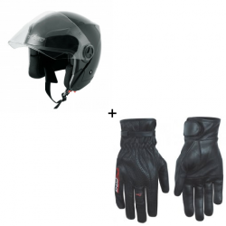 Комплект каска за скутер A-PRO ENGRAVE BLACK - 2 части Комплект каска за скутер A-PRO ENGRAVE BLACK - 2 части