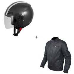 Комплект каска за скутер A-PRO FEVER DARK GRAY - 2 части