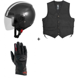 Комплект каска за скутер A-PRO FEVER DARK GRAY - 3 части