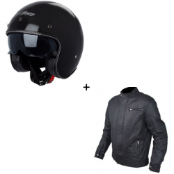 Комплект КАСКА ЗА СКУТЕР A-PRO NATIVE BLACK - 2 части