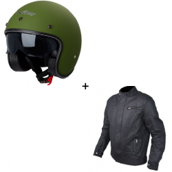 Комплект КАСКА ЗА СКУТЕР A-PRO NATIVE MATT GREEN - 2 части