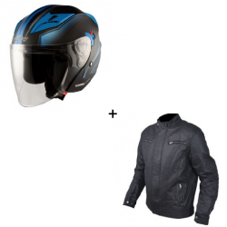 Комплект скутер каска APRO YORK MATT BLUE - 2 части