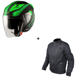 Комплект скутер каска APRO YORK MATT GREEN - 2 части