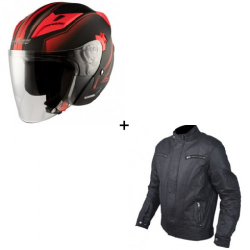 Комплект скутер каска APRO YORK MATT RED - 2 части