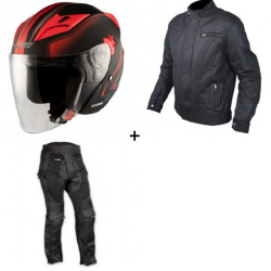 Комплект скутер каска APRO YORK MATT RED - 3 части