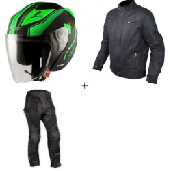 Комплект скутер каска APRO YORK MATT GREEN - 3 части