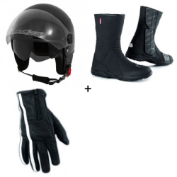 Комплект каска за скутер TRAFFIC BLACK - 3 части