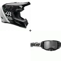 Комплект мотокрос каска THOR REFLEX SPORT RIOT BLACK/WHITE MIPS - 2 части