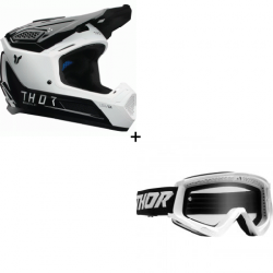 Комплект мотокрос каска THOR FLEET STORM BLACK/WHITE - 2 части