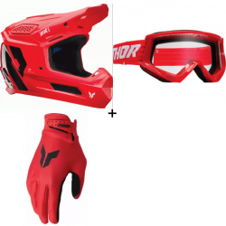 Комплект мотокрос каска THOR FLEET FORGE RED - 3 части