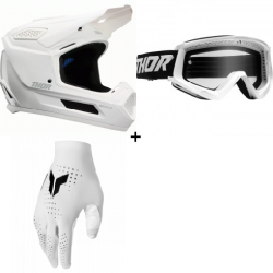 Комплект мотокрос каска THOR FLEET WHITEOUT GLOSS - 3 части