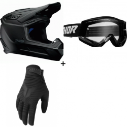 Комплект мотокрос каска THOR FLEET BLACKOUT MATT - 3 части