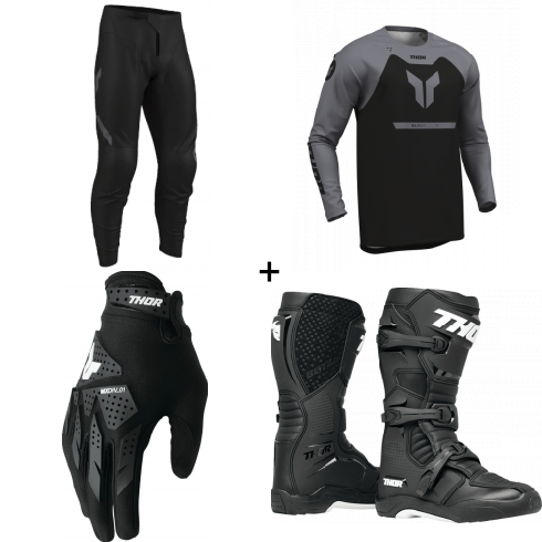 Комплект мотокрос джърси THOR RIDEMODE MENACE BLACK - 4 части Комплект мотокрос джърси THOR RIDEMODE MENACE BLACK - 4 части