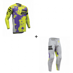 Мотокрос екип THOR LAUNCHMODE BLEACH GRAY/ACID - 2 части