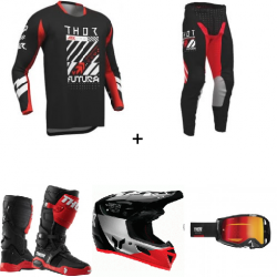 Комплект мотокрос джърси THOR LAUNCHMODE FUTURA BLK/RED - 5 части