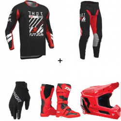 Комплект мотокрос джърси THOR LAUNCHMODE FUTURA BLK/RED - 5 части