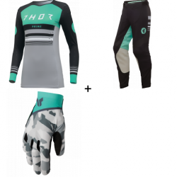 Комплект дамско мотокрос джърси THOR PRIME BLAZE BLACK/TEAL - 3 части