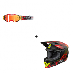 Комплект мотокрос каска O'NEAL 3SERIES HAZE BLACK/RED/NEON YELLOW V.26 - 2 части