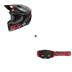 Комплект мотокрос каска O'NEAL 3SERIES HAZE BLACK/GRAY/RED V.26 - 2 части