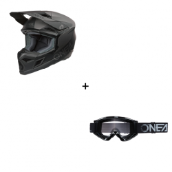 Комплект мотокрос каска O'NEAL 3SERIES SOLID BLACK/GRAY V.26 - 2 части Комплект мотокрос каска O'NEAL 3SERIES SOLID BLACK/GRAY V.26 - 2 части