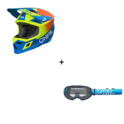 Комплект мотокрос каска O'NEAL 3SERIES SOLID BLUE/NEON V.26 - 2 части Комплект мотокрос каска O'NEAL 3SERIES SOLID BLUE/NEON V.26 - 2 части