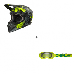 Комплект каска O'NEAL 1SERIES VIBRANT BLACK/NEON YELLOW V.26 - 2 части