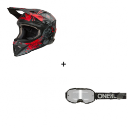 Комплект каска O'NEAL 1SERIES VIBRANT BLACK/RED V.26 - 2 части