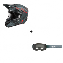 Комплект мотокрос каска 5SERIES POLYACRYLITE SPIKE GRAY/RED V.25 - 2 части