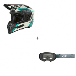 Комплект ендуро каска O'NEAL EX-SRS QUIN GRAY/TEAL - 2 части
