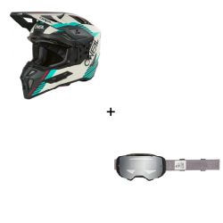 Комплект ендуро каска O'NEAL EX-SRS QUIN GRAY/TEAL - 2 части Комплект ендуро каска O'NEAL EX-SRS QUIN GRAY/TEAL - 2 части