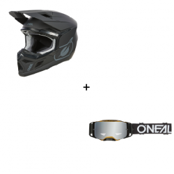 Комплект мотокрос каска O'NEAL 3SERIES SOLID BLACK V.24 - 2 части