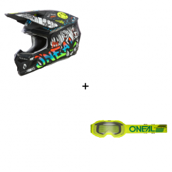 Комплект детска мотокрос каска O'NEAL 3SERIES RANCID BLACK/WHITE V.24 - 2 части