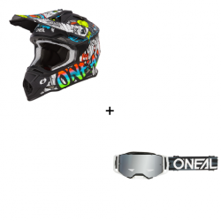 Комплект мотокрос каска O'NEAL 2SERIES RANCID BLACK/WHITE - 2 части