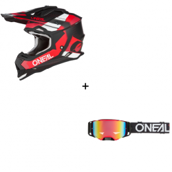 Комплект мотокрос каска O'NEAL 2SERIES SPYDE V.23 BLACK/RED/WHITE - 2 части