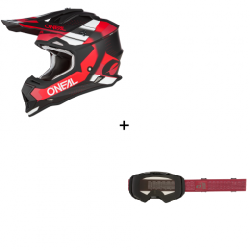 Комплект мотокрос каска O'NEAL 2SERIES SPYDE V.23 BLACK/RED/WHITE - 2 части