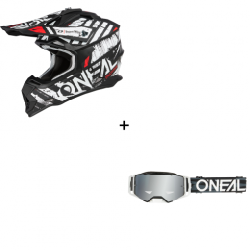 Комплект мотокрос каска O'NEAL 2SERIES GLITCH V.23 BLACK/WHITE - 2 части