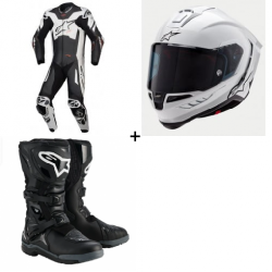 Комплект кожен екип ALPINESTARS GP PLUS V4 SPRINT BLACK/WHITE - 3 части Комплект кожен екип ALPINESTARS GP PLUS V4 SPRINT BLACK/WHITE - 3 части