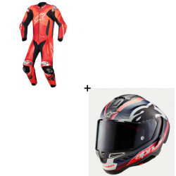 Комплект кожен екип ALPINESTARS GP PLUS V4 SPRINT RED FLUO - 2 части Комплект кожен екип ALPINESTARS GP PLUS V4 SPRINT RED FLUO - 2 части
